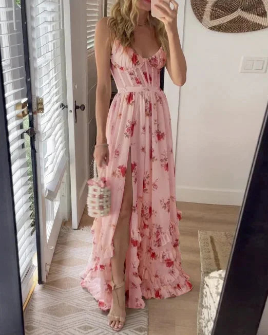 Robe midi à fleurs