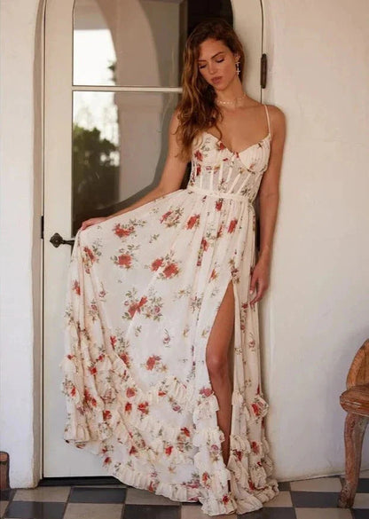 Robe midi à fleurs